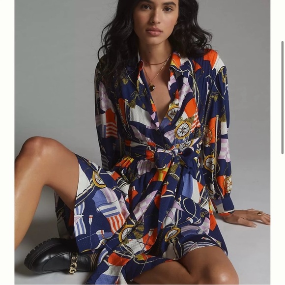 Anthropologie Maeve Flag Shirt Dress - Picture 3 of 12